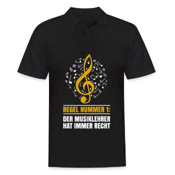 Regel Nummer 1: Der Musiklehrer Hat Immer Recht - Männer Poloshirt - Schwarz - Vorne - Kai (181cm)