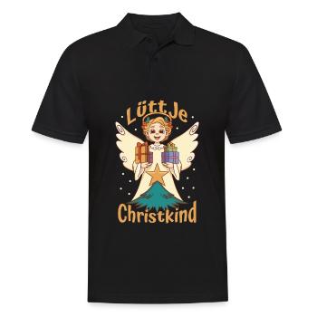 Lüttje Christkind Weihnachten Weichnachtsmann - Männer Poloshirt - Schwarz - Vorne - Kai (181cm)