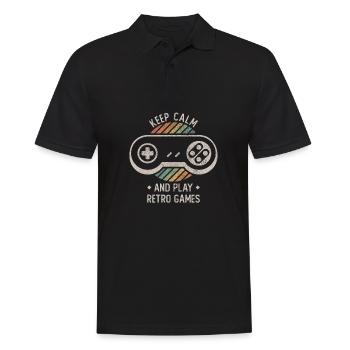 Klassische Retro-Spiele Keep Calm Vintage Gamer - Männer Poloshirt - Schwarz - Vorne - Kai (181cm)