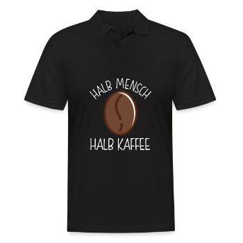 Halb Mensch Halb Kaffee Koffein Witz Spruch - Männer Poloshirt - Schwarz - Vorne - Kai (181cm)