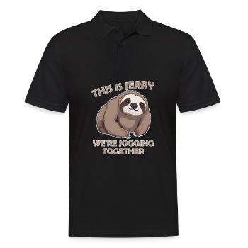 Jerry, the Sloth - Jogging with Humor - Men's Polo Shirt - black - Front - Kai (181cm)