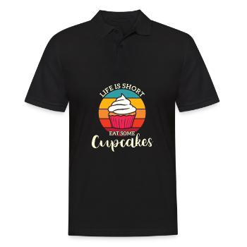 Life Is Short Eat Cupcakes Muffin Saying - Men's Polo Shirt - black - Front - Kai (181cm)