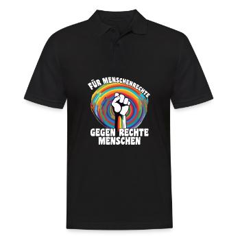 Für Menschenrechte, gegen rechte Menschen Politik - Männer Poloshirt - Schwarz - Vorne - Kai (181cm)