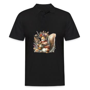 Cottagecore écureuil amoureux des animaux jardinage - Polo Homme - noir - Devant - Kai (181cm)