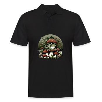 Aesthetic Cottagecore Frog Mushroom Lover - Men's Polo Shirt - black - Front - Kai (181cm)