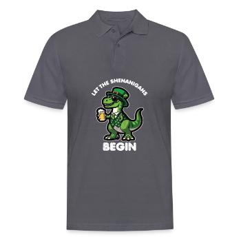 St. Patrick's Day T-Rex Dinosaur Beer Shenanigan - Men's Polo Shirt - charcoal grey - Front - Nico (186cm)