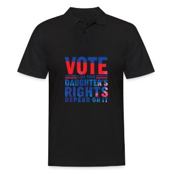 Votez comme les droits de votre fille, cela dépend - Polo Homme - noir - Devant - Kai (181cm)