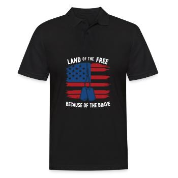 Terre de la liberté grâce aux braves États-Unis - Polo Homme - noir - Devant - Kai (181cm)