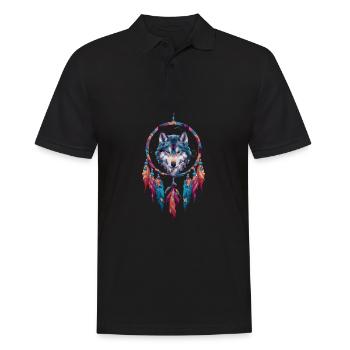 Wolf Traum Fänger Tier Spirituell - Männer Poloshirt - Schwarz - Vorne - Kai (181cm)