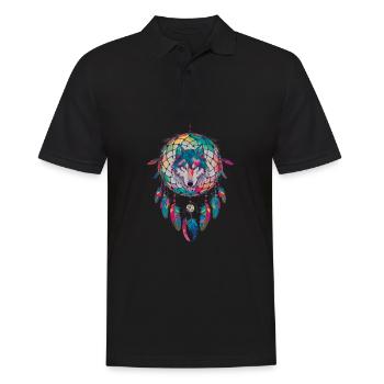 Wolf Traum Fänger Tier Spirituell - Männer Poloshirt - Schwarz - Vorne - Kai (181cm)