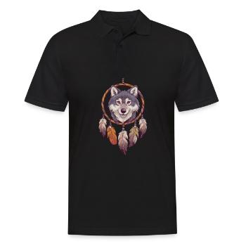 Wolf Traum Fänger Tier Spirituell - Männer Poloshirt - Schwarz - Vorne - Kai (181cm)