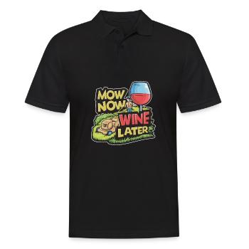 Mow Now Wine Later Lawn Mowing Grass - Men's Polo Shirt - black - Front - Kai (181cm)