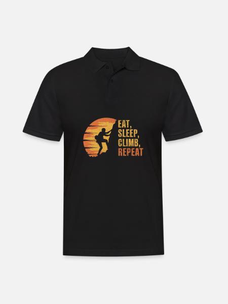 Essen, schlafen, klettern, wiederholen Klettern Klettern - Männer Poloshirt - Schwarz