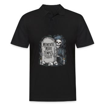 Memento Mori Tempus Fugit Skelett Stoiker - Männer Poloshirt - Schwarz - Vorne - Kai (181cm)