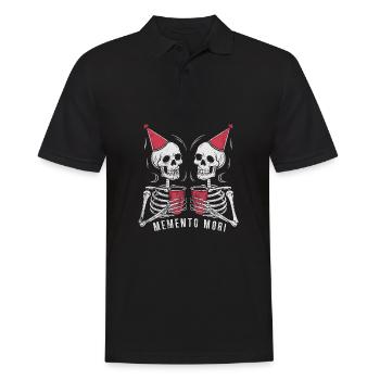 Lustig Memento Mori Skelett Party Stoisch Latein - Männer Poloshirt - Schwarz - Vorne - Kai (181cm)