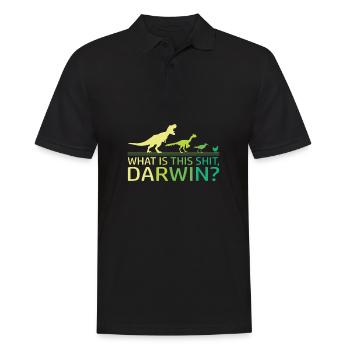 Funny Evolution Dino Dinosaur Darwin T-Rex - Men's Polo Shirt - black - Front - Kai (181cm)