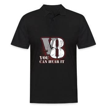 Oldtimer-Motor, V8-Motor, Muscle-Car, Pferdestärken - Männer Poloshirt - Schwarz - Vorne - Kai (181cm)