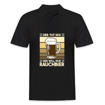 He doesn't do anything, he just wants smoked beer, Bamberg beer - Men's Polo Shirt - black - Front - Kai (181cm)