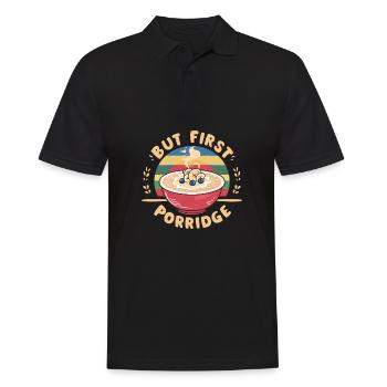 Lustiger Porridge Gesundes Essen Haferflocken Frühstück - Männer Poloshirt - Schwarz - Vorne - Kai (181cm)