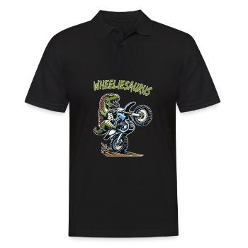 Wheelie Dinosaur Moto Motocross Dino Enfants - Polo Homme - noir - Devant - Kai (181cm)