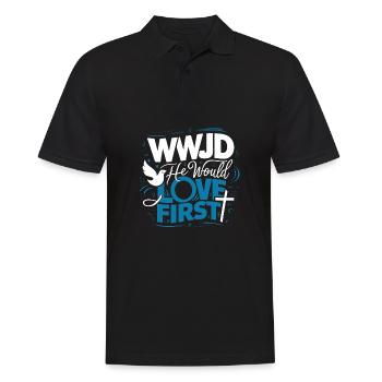 WWJD HWLF Jesus would love First Christian - Men's Polo Shirt - black - Front - Kai (181cm)