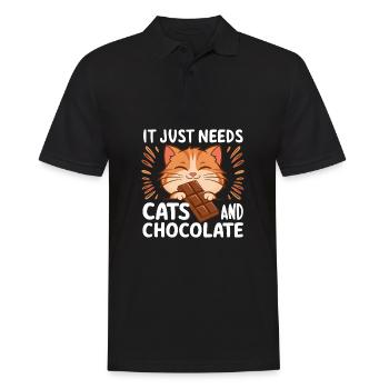 Schokoladenliebhaber Katze Lustiger Spruch Süßes Essen - Männer Poloshirt - Schwarz - Vorne - Kai (181cm)