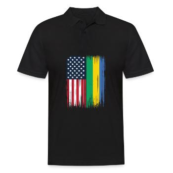 Gabunische Wurzeln und Gabunische Amerikanische Flagge - Männer Poloshirt - Schwarz - Vorne - Kai (181cm)