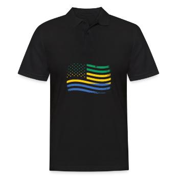 Gabunische Wurzeln und Gabunische Amerikanische Flagge - Männer Poloshirt - Schwarz - Vorne - Kai (181cm)