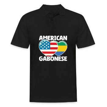 Gabunische Wurzeln und Gabunische Amerikanische Flagge - Männer Poloshirt - Schwarz - Vorne - Kai (181cm)