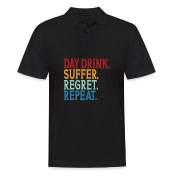 Day drink Humor Repeat Funny Day Drinking Alcohol - Men's Polo Shirt - black - Front - Kai (181cm)