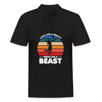 Volleyball Aussehen wie eine Schönheit Servieren wie ein Biest - Männer Poloshirt - Schwarz - Vorne - Kai (181cm)