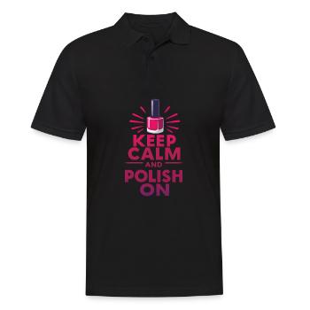 Keep calm and polish on Nail Tech beautician Job - Men's Polo Shirt - black - Front - Kai (181cm)