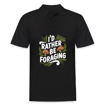 I'd rather be Foraging Mushroom Hunting Fungi Love - Men's Polo Shirt - black - Front - Kai (181cm)