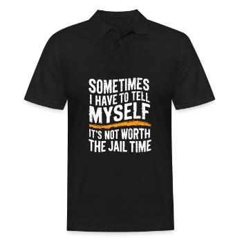 Je dois me dire que ça ne vaut pas la peine d’aller en prison - Polo Homme - noir - Devant - Kai (181cm)