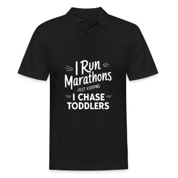 Je cours des marathons Je plaisante, je poursuis les tout-petits avant - Polo Homme - noir - Devant - Kai (181cm)