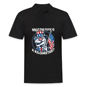 WTF is a kilometer American Flag T-Rex President - Men's Polo Shirt - black - Front - Kai (181cm)