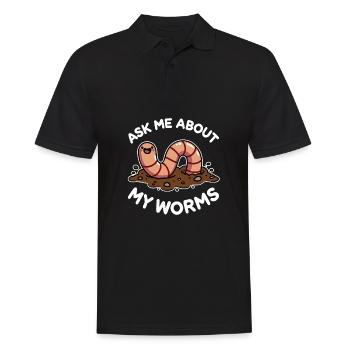 Frag mich nach meinem Worms Funny Komposter Gardening - Männer Poloshirt - Schwarz - Vorne - Kai (181cm)