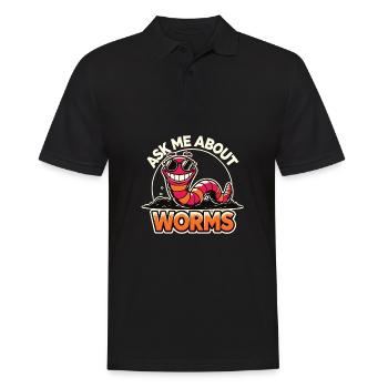 Frag mich nach meinem Worms Funny Komposter Gardening - Männer Poloshirt - Schwarz - Vorne - Kai (181cm)