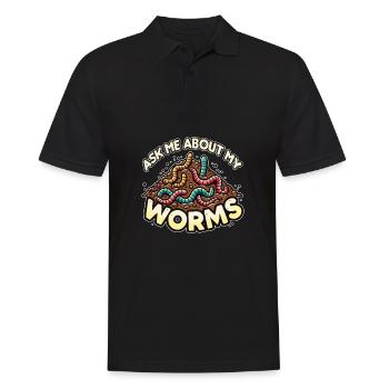 Frag mich nach meinem Worms Funny Komposter Gardening - Männer Poloshirt - Schwarz - Vorne - Kai (181cm)