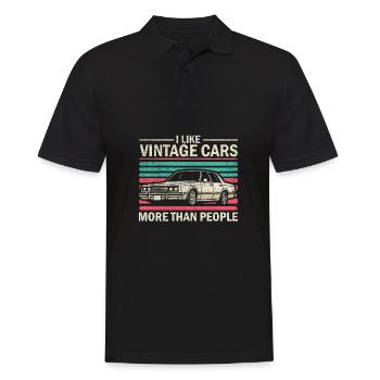 J’aime les voitures anciennes plus que les gens Drôle Vintage - Polo Homme - noir - Devant - Kai (181cm)