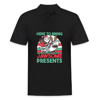 Hier, um Jawsome Geschenke zu bringen Weihnachten Wortspiel Hai - Männer Poloshirt - Schwarz - Vorne - Kai (181cm)