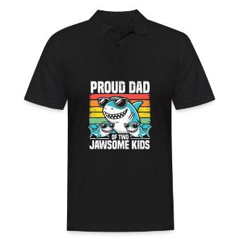 Stolzer Vater von zwei Jawsome Kids Family Hai Wortspiel - Männer Poloshirt - Schwarz - Vorne - Kai (181cm)