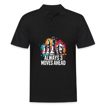 Always 3 moves ahead funny Chess Player Saying - Men's Polo Shirt - black - Front - Kai (181cm)