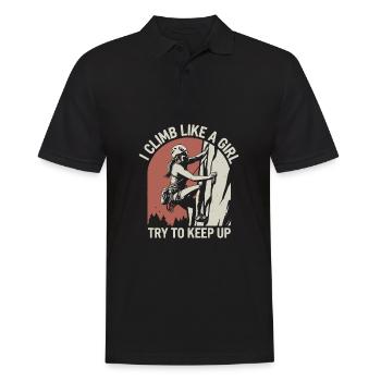 Je grimpe comme une fille Essaie de suivre Funny Mountain - Polo Homme - noir - Devant - Kai (181cm)