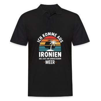 I come from ironies, that's because of the sarcastic M - Men's Polo Shirt - black - Front - Kai (181cm)