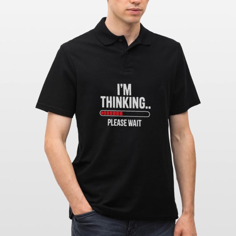 I'm thinking please wait funny nerd loading brain Men's Polo Shirt