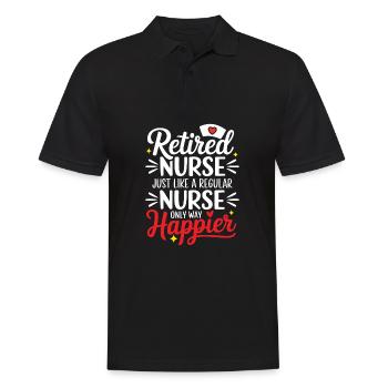 Pensionierte Krankenschwester wie eine normale Krankenschwester, nur glücklicher - Männer Poloshirt - Schwarz - Vorne - Kai (181cm)