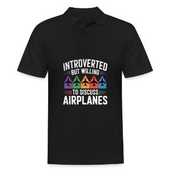 Introverted But Willing to Discuss Airplanes - Men's Polo Shirt - black - Front - Kai (181cm)
