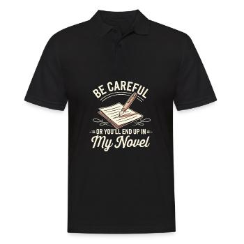 Soyez prudent ou vous finirez dans mon roman Auteur hum - Polo Homme - noir - Devant - Kai (181cm)