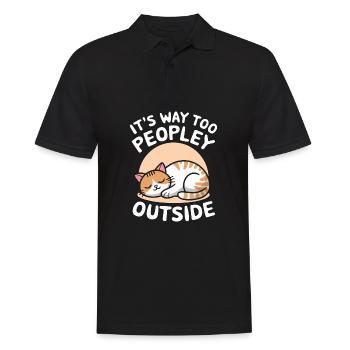 Draußen ist es viel zu menschenfreundlich Lustiger Humor Katze - Männer Poloshirt - Schwarz - Vorne - Kai (181cm)
